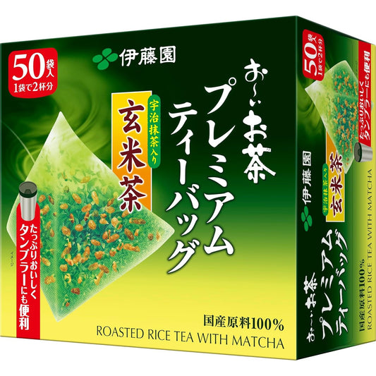 Ito En Oi Ocha Premium Genmaicha Tea Bags with Uji Matcha (50 bags)